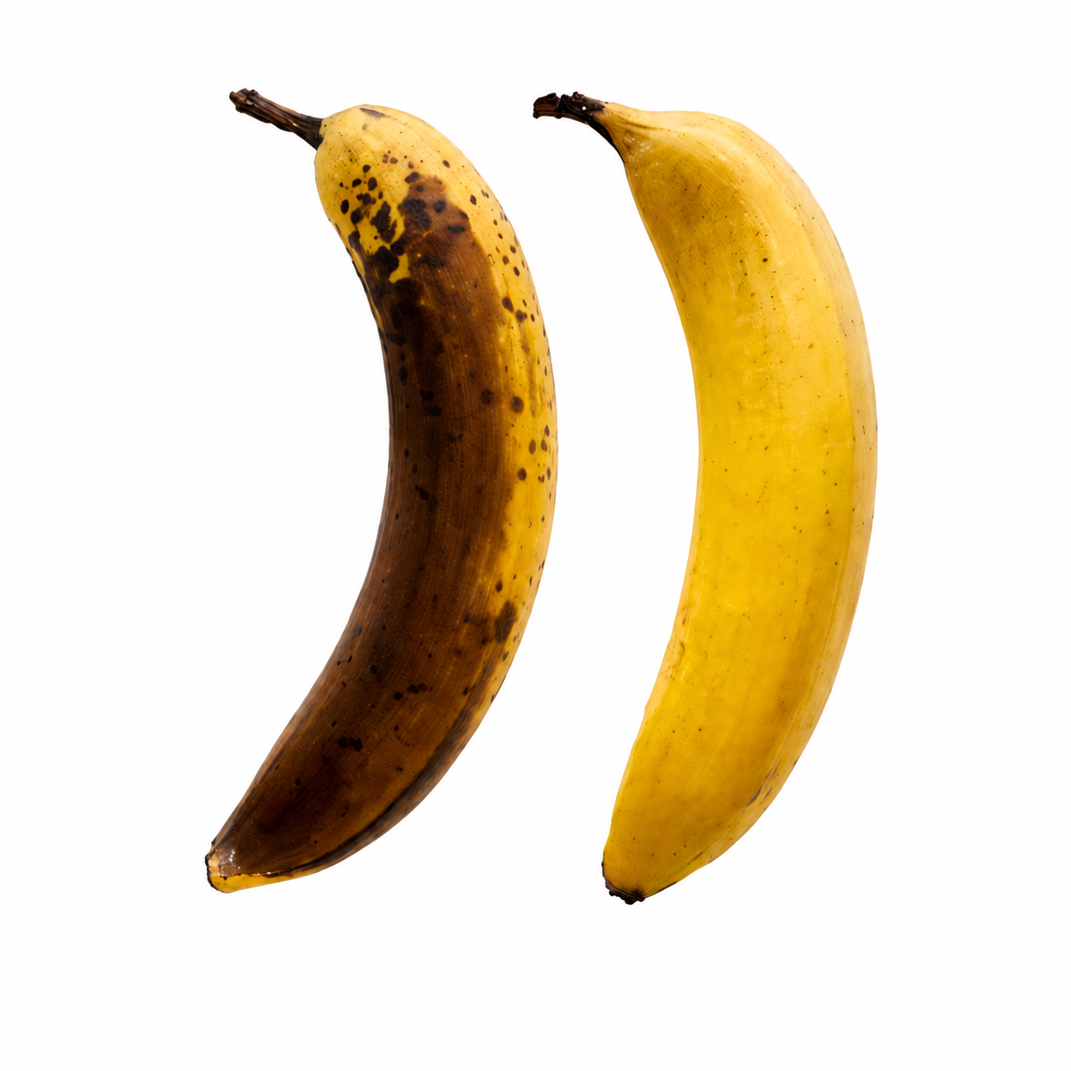 Confronto tra banana trattata con coating edibile SCELLI™ e banana di controllo dopo una settimana